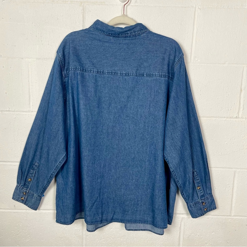Holiday Editions Winter Denim Shirt Snowmen Snowflakes Grannycore Oversized 2X - Picture 8 of 12